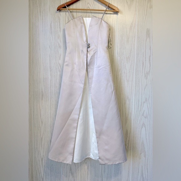 David’s Bridal Michael Angelo Champagne/Clay Sleeveless Gown Dress 8 LNC - Picture 1 of 6